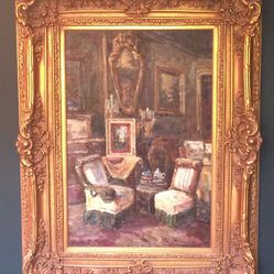 Genuine Oil Painting in Ornate Frame