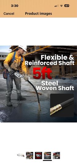 XtremepowerUS 2200W Portable Hand Held Concrete Vibrator Electric 5" ft Long Shaft Construction Mixer Cement Portable Pencil Cement Vibrarator for Rem