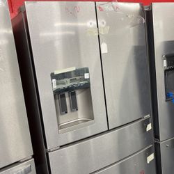 New Scratch And Dent Whirlpool 25 Cu Ft Stainless Steel 4 Door Fridge. 1 Year Warranty 