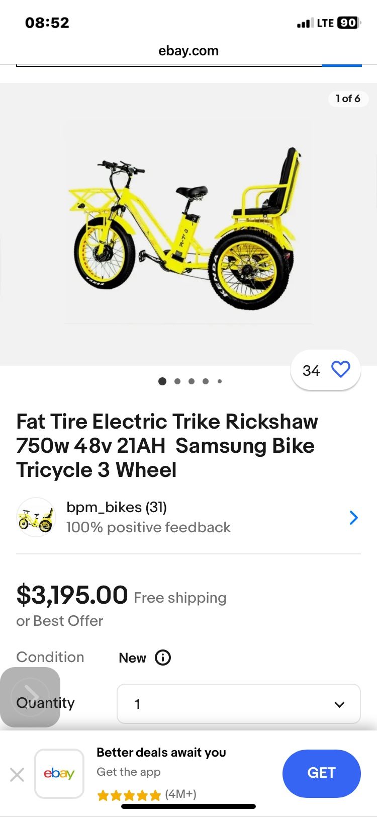 R750Z 750W RICKSHAW HEAVY DUTY ELECTRIC FAT TIRE TRICYCLE WITH REAR SEAT for Sale in Edgewood