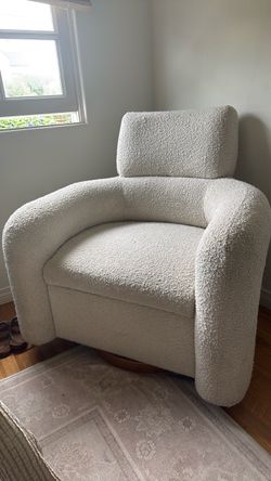 Cream Bouclé Swivel Glider/Nursing Chair