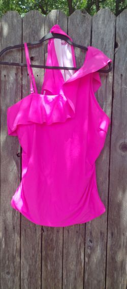YONIQUE ONE SHOULDER RUFFLE TANKINI