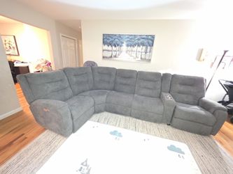 Gray Reclyner Sectional Sofa - FlexSteel