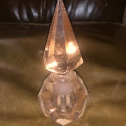 Vintage Peach Colored Crystal Perfume Bottle