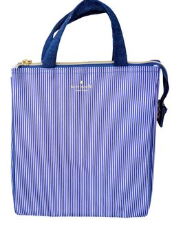Brand New With Tags Kate Spade New York Blue White Striped Insulated Lunch Bag
