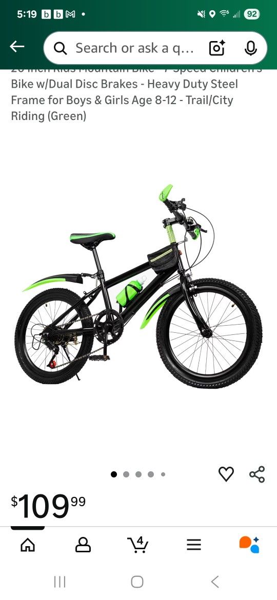 20 Inch Kids Mountain Bike - 7-Speed Children's Bike w/Dual Disc Brakes
