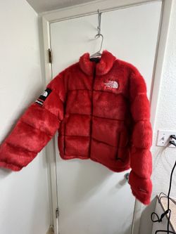 Supreme x The North Face Faux Fur Nuptse Jacket 'Red' for Sale in