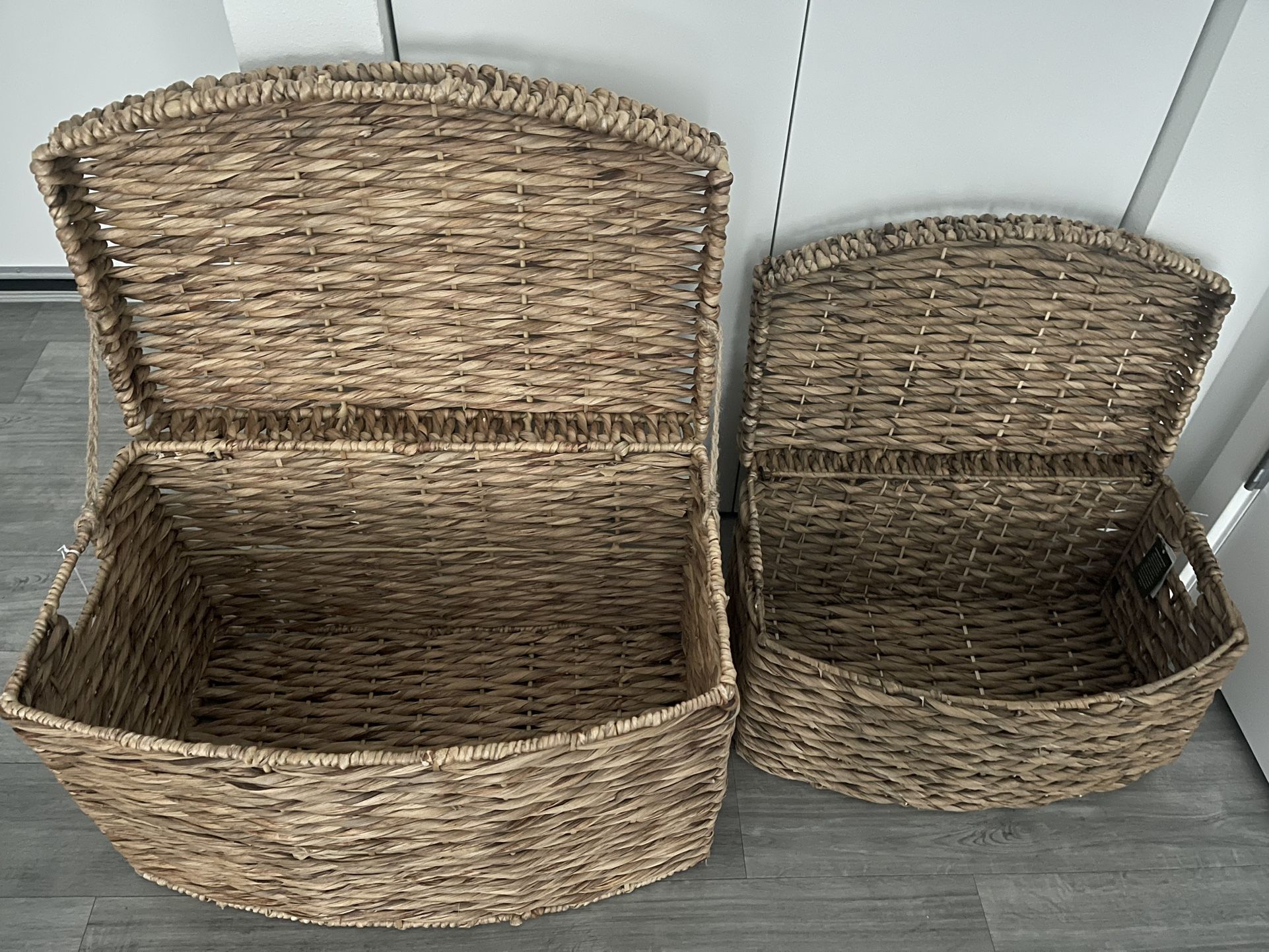 Rectangle curved storage baskets with lid and handle
