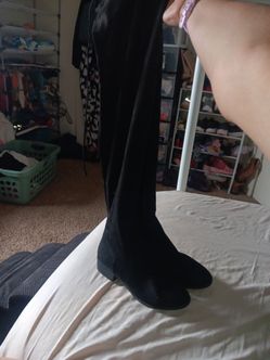 Black Suede Over-the-Knee Boots