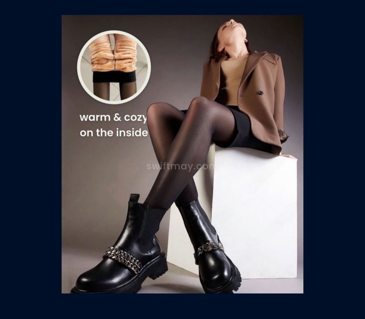 Fake Skin Translucent Fleece lined Tights