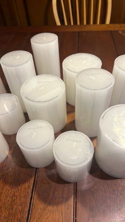 BRAND NEW Pottery Barn Pillar Candles - 15 candles- all white and in original wrapping