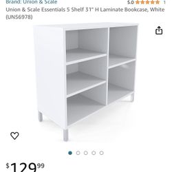 Union & Scale Essentials 5 Shelf 31" H Laminate Bookcase, White (UN56978)
