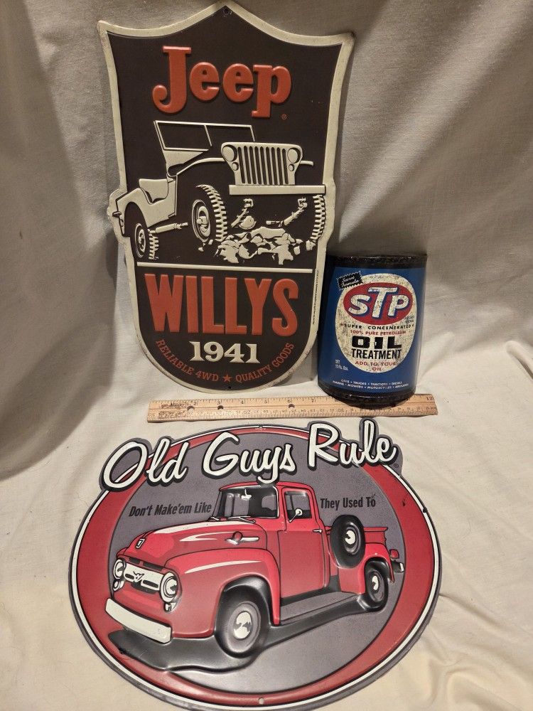 "Man Cave" , Garage Decor, Metal Signs, Lot Of 3