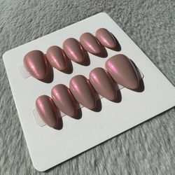 Rosé Glaze Press-On Nails | Handmade Custom Sets | Local Pickup