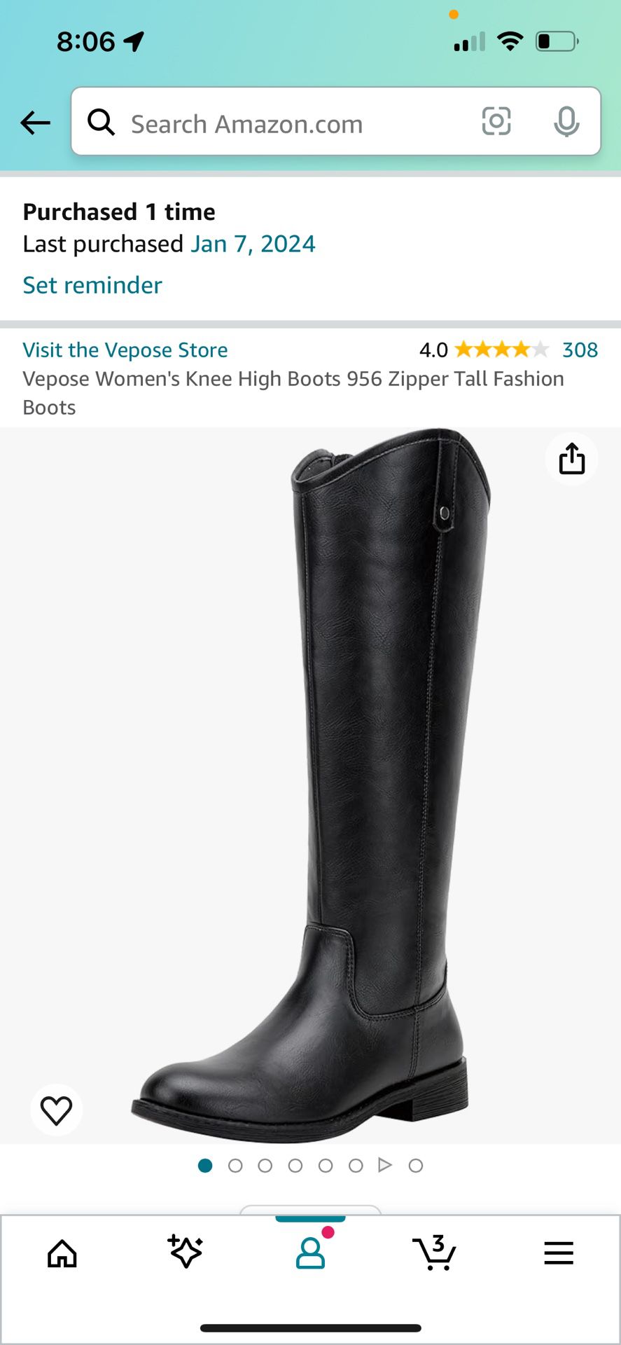 Vepose Women's Knee High Boots 956 Zipper Tall Fashion Boots