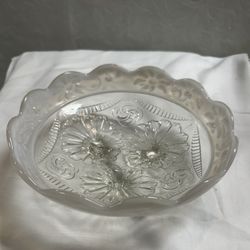 Antique Northwood Ruffles and Rings Opalescent 3 Footed Bowl 