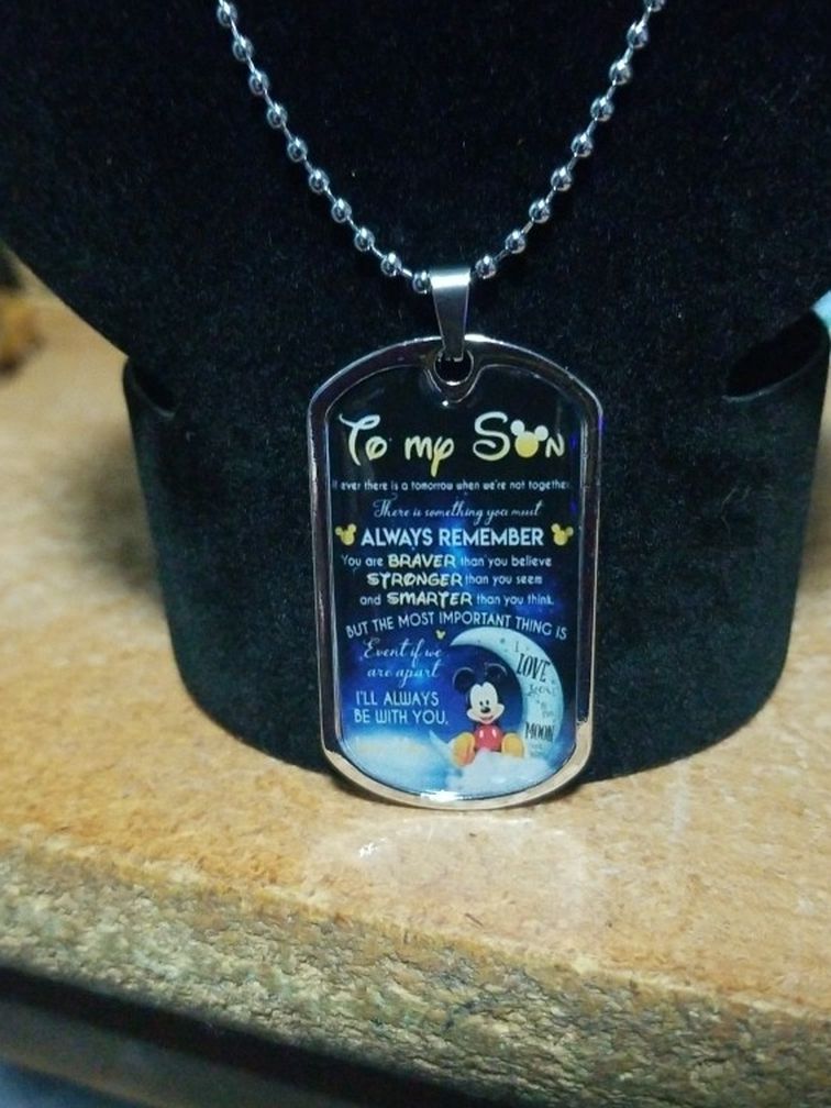 To My Son Your Braver, Stronger, Smarter Stainless Steel 24 Inch Necklace