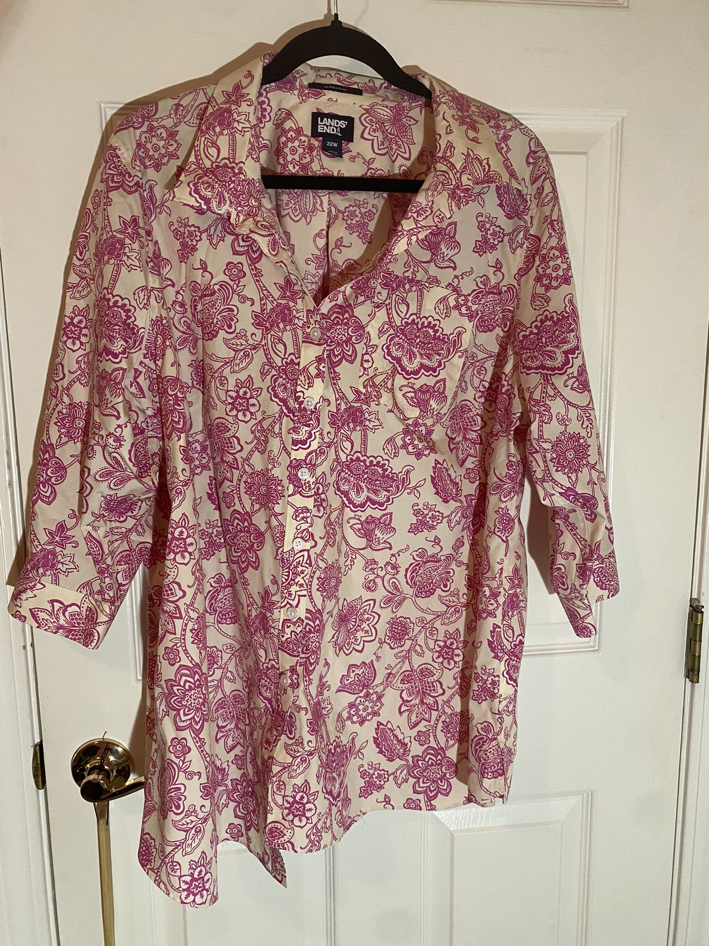 Lands End Pink And Cream Colored Top 2X
