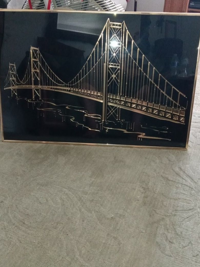 Beautiful gold and black bridge pitcher of New York 35" Across 25" Down. Excellent condition just re decorating different colors