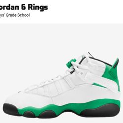 Jordan 6 Rings Lucky Green Black White 323419-131 Size  5.5  Boys Kids Women New