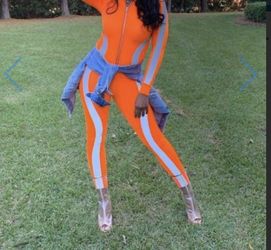 Jumpsuit -orange, grey