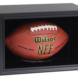 Football Case Display Case Wall Mount Full Size Wooden Football Box Memorabilia w/98% UV Acrylic Door Holder Transparent Signed Protective Shelf (1 Ba