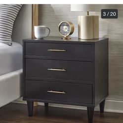 Lifestorey Ana 3-Drawer Nightstand - Black