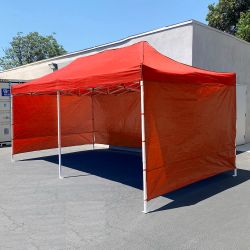 New in box $225 Heavy-Duty 10x20 ft Canopy w/ 4 Sidewalls, Outdoor Patio Pop Up Tent Gazebo with Carry Bag, Black