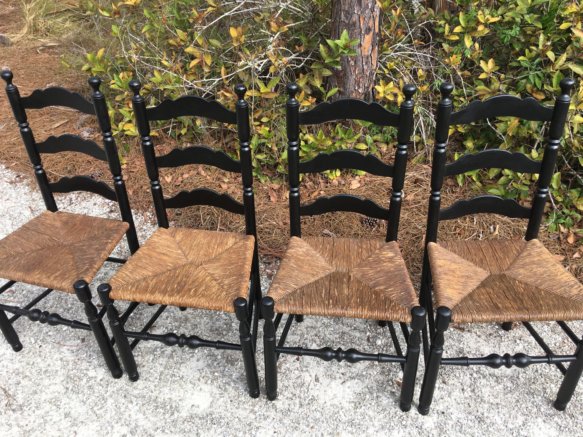 Antique Rush Cane  Ladderback Chairs