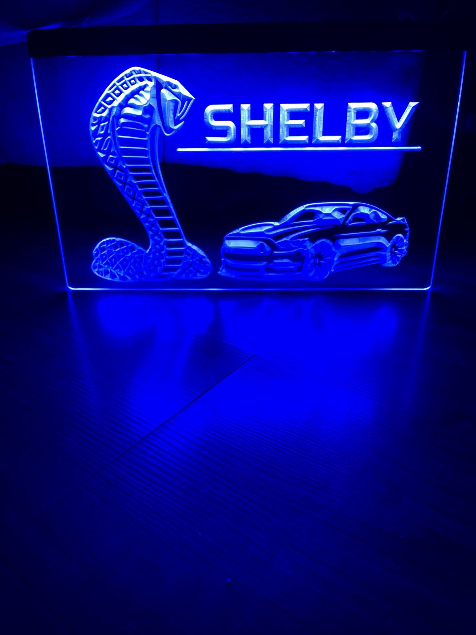 FORD MUSTANG SHELBY LED NEON BLUE LIGHT SIGN 8x12