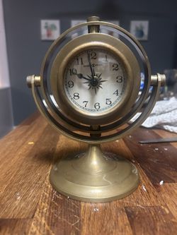Vintage HOWARD MILLER Gimbal Maritime Brass Mantel Clock HEAVY Model 64552 UNTESTED