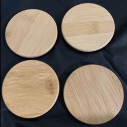 4 Pack Bamboo Cup Lids Drink Covers | Eco Reusable Cup Covers for Mugs & Glasses