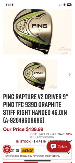 Ping Rapture V2 Driver 9° Graphite Stiff
