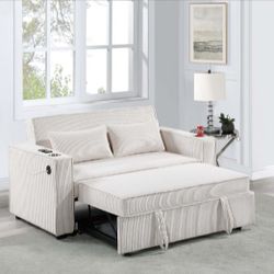Convertible Sofa W/ 2 Accent  Pillows & USB Ports