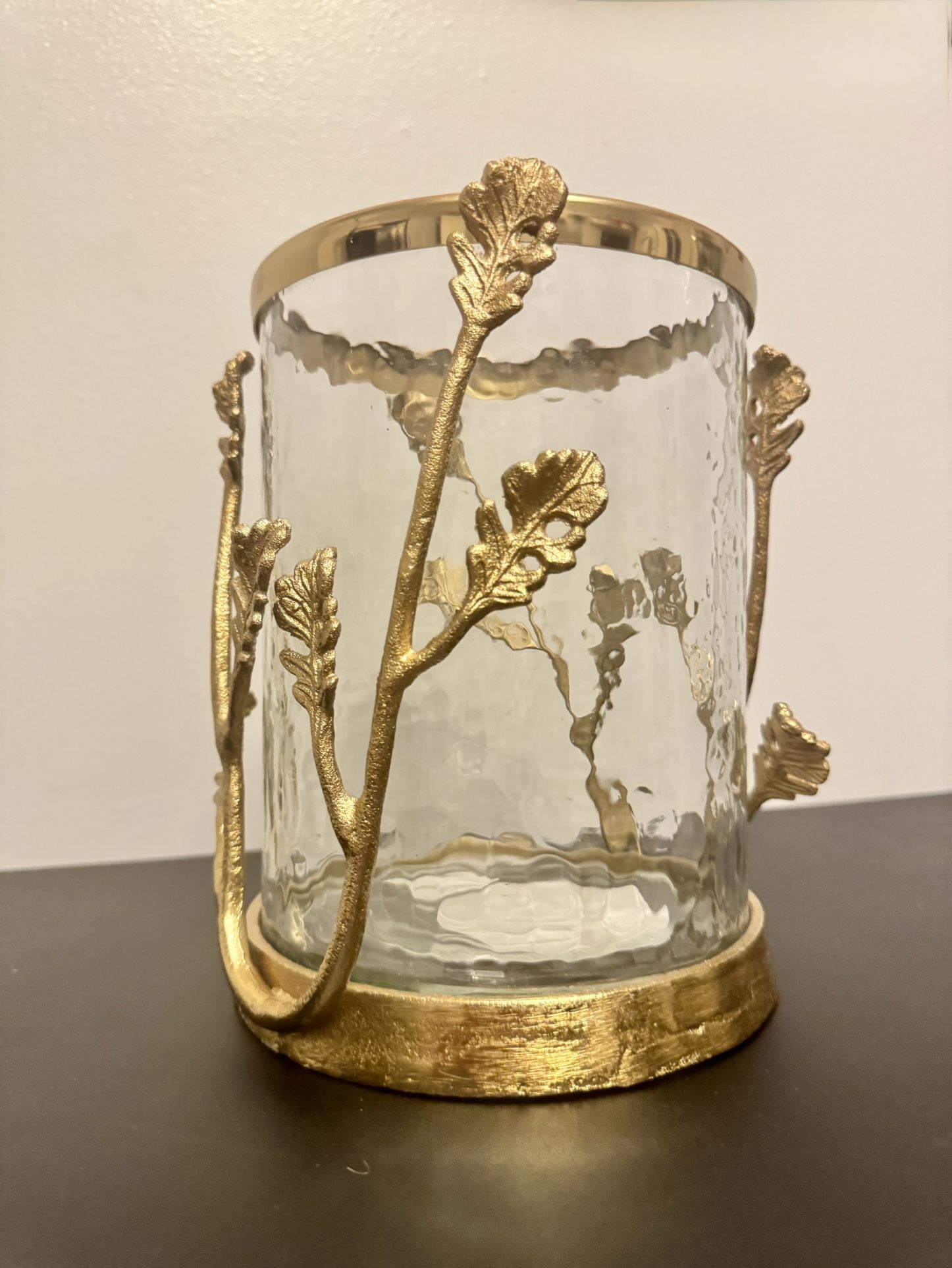 Hammered Glass & Gold Design Candle Holder