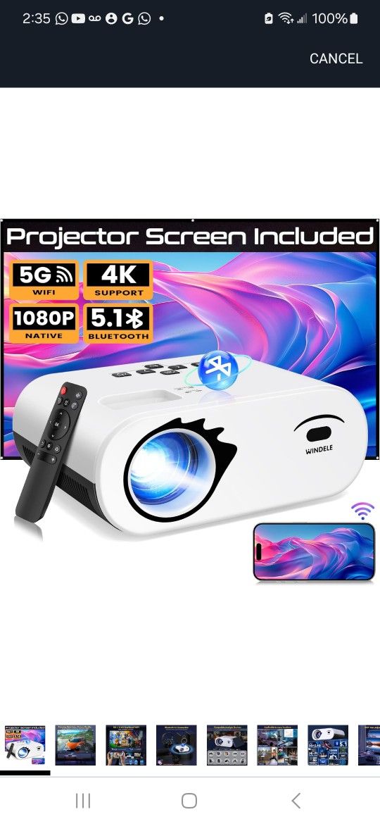 Upgraded 5G Wifi Bluetooth Projector, M8 Native 1080P Video Projector, Portable Outdoor Projector with Screen, Home Theater Mini Projector Compatible