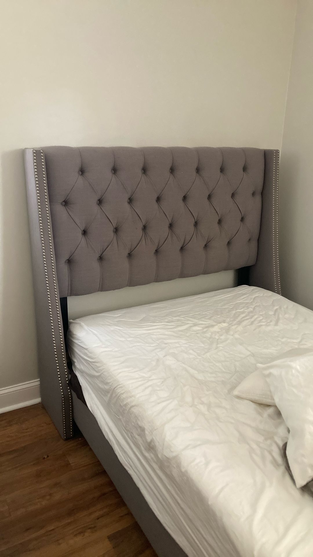 Gray Quilted Bed frame