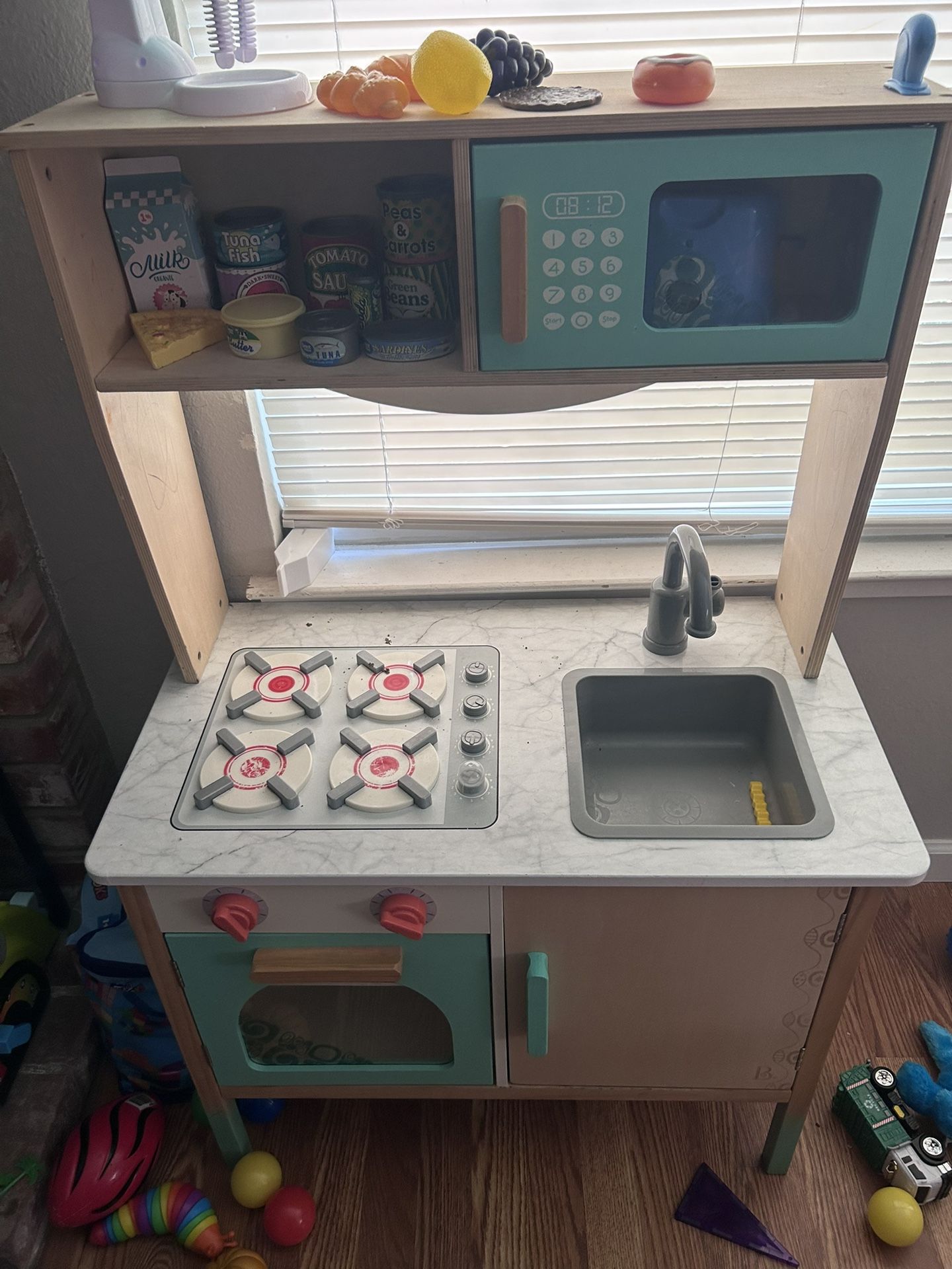 Wooden Play Kitchen And Accessories