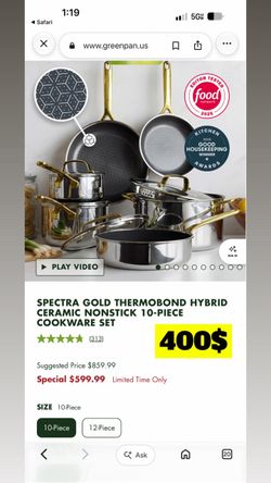 SPECTRA GOLD THERMOBOND HYBRID CERAMIC NONSTICK 10-PIECE COOKWARE SET