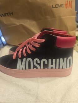 Moschino Women's High Top Sneakers Size 37 Black Pink – Worn Once