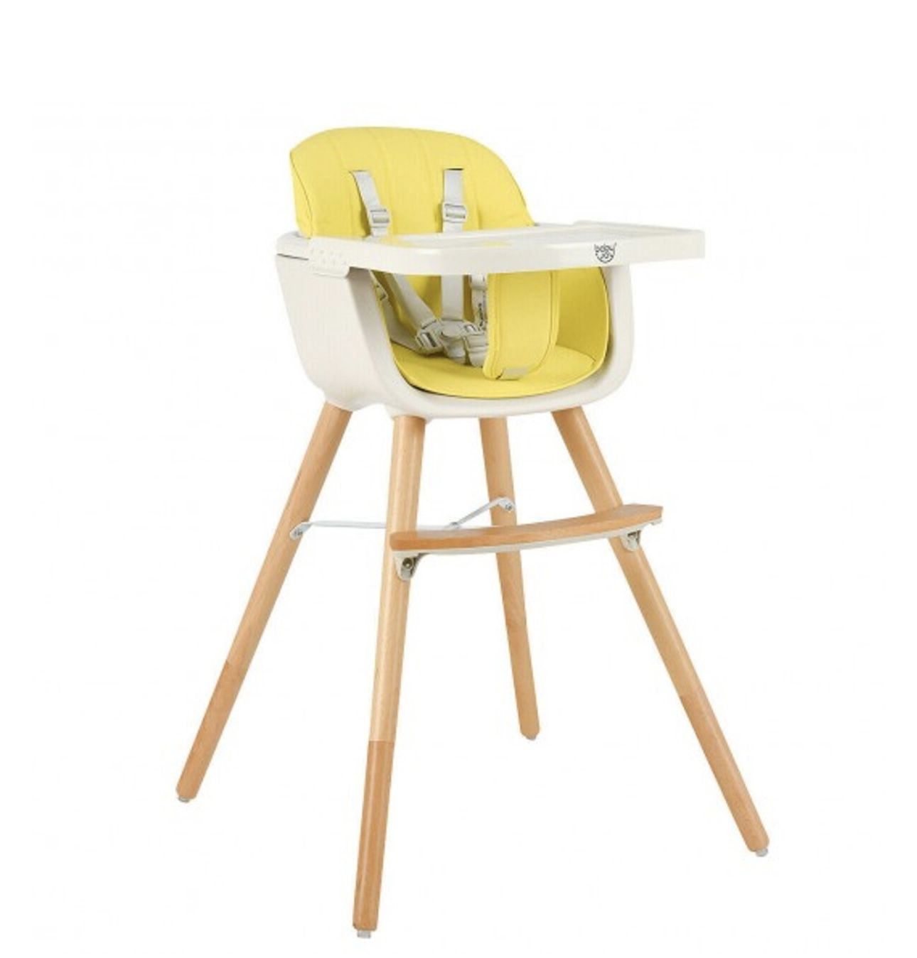 3 In 1 Convertible Wooden High Chair With Cushion-Yellow BB5634YW