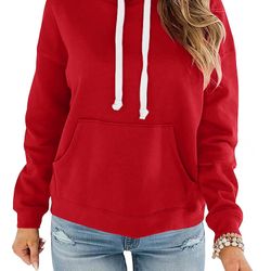 Women’s Casual Solid Hoodies Classic Long Sleeve Loose Sweatshirts Crew Neck Lightweight Pullover Tops with Pockets