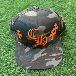 Chrome Heart Hat- Orange and Camo