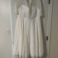 Ivory Leave Tea-length Wedding Dress