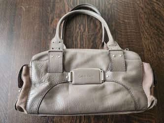 Vintage Calvin Klein Taupe Satchel Handbag Leather/Suede EUC $35