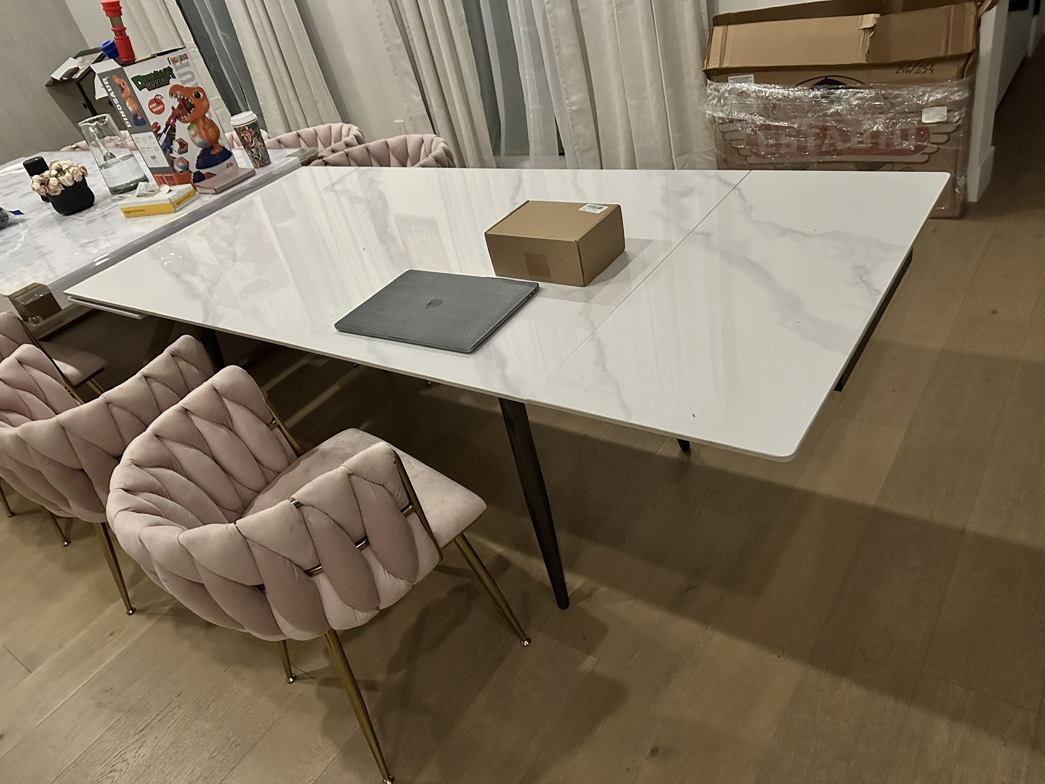 Extendable White Dining Table