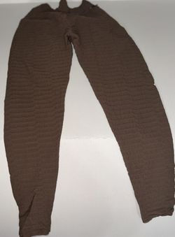 TAHIRA Brown Ribbed Pants – Stretchy Comfy Lounge Pants 