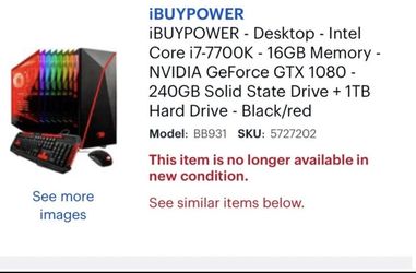 iBUYPOWER Gaming Desktop PC BB931 i7 7700k GTX 1080