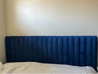 Queen Blue Velvet Headboard