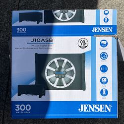 Jensen J10ASB 10-inch subwoofer with a built-in amplifier